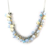 Les Trésors De Lily [N3617] - Collar 'Sissi' azul marfil plata