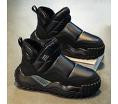 Botas de nieve cálidas y peludas de invierno para hombre, ligeras, antideslizantes, con forro de piel sintética, botines hasta el tobillo, zapatos para hombre, botas cortas casuales de cuero PU cómodas para caminar 39 negro