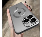 Funda de lujo con marco de titanio glaseado para IPhone 15, 14, 13, 12, 11 Pro Max Plus, funda de carga inalámbrica magnética Magsafe transparente iPhone 15 Pro Max negro