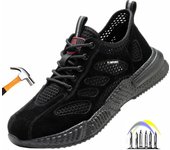 Zapatos de seguridad de verano, transpirables, ligeros, con puntera de acero y protección antipinchazos, zapatillas de seguridad para hombre. 37