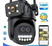 Nueva UE 12MP 6K WiFi Cámara IP Tres lentes Pantalla dual Cámara PTZ para exteriores Zoom 8X Protección de seguridad para el hogar Videovigilancia inalámbrica WiFi 12MP 6K Camera
