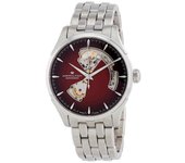 Reloj para hombre Hamilton Jazzmaster Acero Inoxidable Borgoña Esfera Corazón Abierto Automático H32675170 borgoña