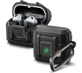 Estuche Spigen Galaxy Buds 3 con función de bloqueo, carga inalámbrica, prevención de pérdida con mosquetón, cubierta a prueba de golpes integrada, luz de carga con absorción de impactos