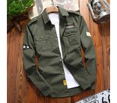 Chaqueta informal de algodón para hombre, manga larga, corte ajustado, ropa de trabajo versátil para exteriores, talla grande, ideal para adolescentes y adultos. XL caqui