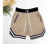 Pantalones cortos casuales para hombre, cintura elástica con cordón, bolsillos con cremallera, pantalones cortos deportivos de malla, pantalones cortos deportivos de secado rápido 2XL rojo