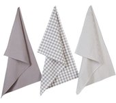 Lot de 3 Torchons 45 x 70 cm 100% Coton - Gris