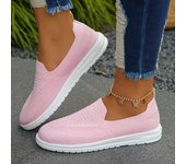 Zapatos de mujer en oferta 2024, zapatos vulcanizados de malla de moda para mujer, zapatillas transpirables para mujer, zapatos casuales de tacón bajo sin cordones para mujer. 36 color rosa