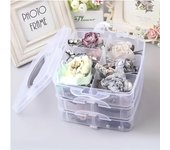 Caja de almacenamiento transparente ajustable de 3 niveles: organizador apilable de 18 compartimentos con cierre a presión para juguetes, joyas y artículos diversos