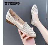 Zapatos pequeños informales con parte inferior del tendón hueco bordado, zapatillas Retro, mocasines, zapatos perezosos sin cordones, zapatos para mujeres embarazadas 35