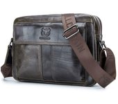 Maletín de hombre Bolso de cuero para computadora portátil Bolsos bandolera de cuero genuino de 14 pulgadas beige