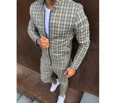 Chándal deportivo para hombre, conjunto para caballero, chaqueta con cremallera, traje de manga larga, abrigo a rayas y pantalones, conjunto para hombre, ropa deportiva informal S blanco