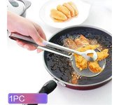 Cuchara de filtro creativa con Clip, colador multifuncional de acero inoxidable, filtro para freír aceite, utensilios de cocina con Clip para alimentos fritos, 1 ud. plata