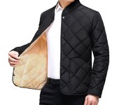 Chaqueta gruesa de otoño e invierno para hombre, chaqueta cálida acolchada con forro esponjoso, chaqueta cálida con cuadros de diamantes 3XL