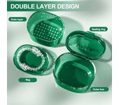 Caja de retenedor portátil con cesta de drenaje de doble capa PC transparente Mini viaje dentadura postiza estuche de baño para dentadura postiza soporte para contenedor alineador puro