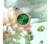 Pulsera de calcedonia, joya de corona, reloj de moda para mujer, reloj de mujer, reloj de cuarzo verde