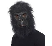 Máscara de látex de gorila negra para adultos, divertida máscara de animales de cara completa, accesorios de disfraz para fiesta de Halloween, Cosplay realista