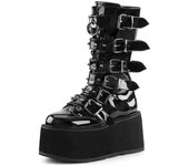 Botas de mujer de marca de moda gótica de calle con cuñas y hebillas, talla grande 43, con plataforma gruesa y purpurina rosa, botas de moto para mujer 35