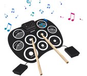 Batería electrónica Hand Roll Drum Set 9 Pads Interfaz MIDI Compatible con juegos DTX sin altavoz negro