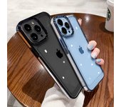 Funda de teléfono de silicona transparente chapada a prueba de golpes para Iphone 13 12 11 Pro Max Xr Xs Max X parachoques suave cubierta de botón de Metal transparente For iPhone X or XS
