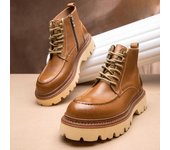 Botas Martin de cuero genuino para hombre, botas para hombre, zapatos de cuero de caña alta estilo retro británico de moda, botas de plataforma de piel de vaca transpirables 38 marrón
