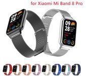Correa de malla metálica para Xiaomi Mi Band 8 Pro, repuesto de pulsera inteligente, correa de reloj de acero inoxidable for Mi Band 8 Pro plata
