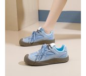 Zapatillas de plataforma informales para mujer, zapatos para caminar con cordones y sin cordones, cómodas zapatillas para correr gruesas para mujer, zapatillas de tenis transpirables para hacer ejercicio 35 beige