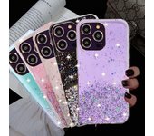 Funda de lentejuelas con purpurina transparente para Samsung Galaxy A04S A53 A34 A54 S21 S22 S23 Ultra Plus Xiaomi Redmi 12C iPhone 14 13 12 11 Pro Max Soft Cover For Samsung Galaxy A04 púrpura