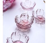 Juego de platos de vidrio rosa con diseño de flor de cerezo japonés: vajilla pequeña y creativa para condimentar y salsa de soja.