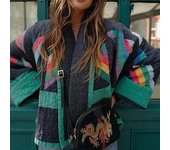 Chaqueta de invierno acolchada de algodón con diseño floral retro para mujer Small