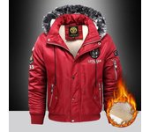 Abrigo grueso de plumón y Parka para hombre, chaqueta acolchada gruesa de terciopelo de gran tamaño para mantener el calor en invierno, color negro, azul y rojo M