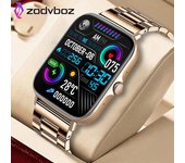 Reloj inteligente con Bluetooth para mujer y hombre, reloj inteligente resistente al agua IP67 con control de llamadas y esfera táctil, con caja, novedad de 2024 Silica gel oro