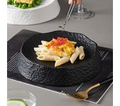 Plato de cerámica con base alta y diseño de piedra, plato de postre, plato de sushi, platos de exhibición de cocina molecular, vajilla especial