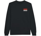 Camiseta de manga larga - PIXELFORMA - Drapeau de l'Indonésie - 100% algodón - Manches longues - Noir