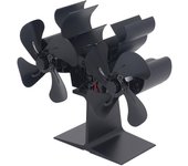Ventilador de estufa de leña con 8 aspas y encendido automático.