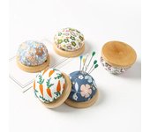Cojín de aguja para máquina de coser, soporte para alfileres de sastre, anillo de madera, pulsera, alfileteros para manualidades, herramientas de costura hechas a mano