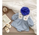 Ropa de otoño para niña, vestido de princesa con flores bordadas, mono coreano para recién nacidos, pelele para bebé, disfraz para niños de 0 a 24 meses 80 azul