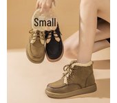 Botas de nieve con cordones de piel de cordero para mujer, invierno 2024, forradas de terciopelo, cálidas, cortas y gruesas 38 caqui