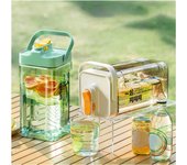 Hervidor de agua fría para refrigerador con grifo, hervidor de agua fría, cubo para bebidas de jugo de gran capacidad para el hogar One Size verde