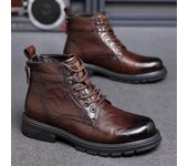 Botas altas Martin para hombre, botas cortas negras de estilo británico versátiles, botas casuales de cuero para motocicleta 38