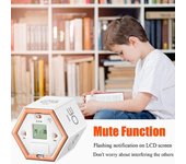 Temporizador de reloj Digital hexagonal, temporizador de cubos magnéticos, temporizador de cocina con tapa hexagonal para estudiar cocina blanco
