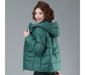 Nueva chaqueta de algodón de plumón, chaqueta corta y elegante para mujer, ropa de otoño e invierno para madres de mediana edad, chaqueta de algodón gruesa y cálida con capucha M