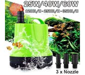 Nueva bomba sumergible para fuente de agua, filtro para estanque de peces, fuente para tanque de acuario, bomba de agua impermeable ultrasilenciosa con cable de alimentación, enchufe de EE. UU./UE 25W-US Plug verde