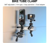 TELESIN TE-HBM-004 montaje de cámara abrazadera montaje bicicleta manillar adaptador montaje 360 ​​grados giratorio con negro