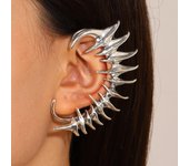 Pendientes de clip de metal con diseño único de esqueleto mecánico de columna vertebral de espina para mujer 1 pcs