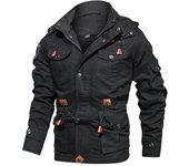 Chaqueta de invierno informal de forro polar grueso para hombre, chaqueta con capucha de talla grande, mediana y larga M caqui