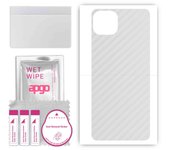 apgo Protective Skin Sticker for the back compatible with Wiko T10, Wrap Film, Foil, Vinyl - Pattern Transparent Carbon