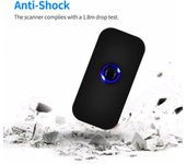 Escáner de código de barras portátil 3 en 1, lector de código de barras 1D, compatible con BT y 2,4G, inalámbrico y USB con cable Support 1D Code negro