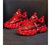 Zapatos de moda para mujer, zapatillas gruesas para papá, cómodas y brillantes, suela gruesa, plataforma con parte inferior ondulada 39 rojo