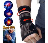 Muñequera profesional de cobre, protector de muñeca de compresión de seguridad deportiva, soporte para artritis, guante de mano elástico para Palma, 1 ud./2 uds. 1PC-S