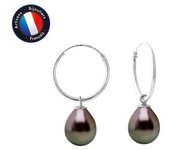 Pendientes - PERLINEA - Perlas de Tahití Auténticas - 9-10 mm - Oro Blanco - AAA+